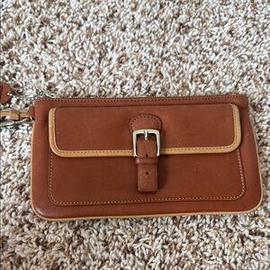 Brown Leather Wristlet with Buckle